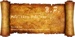 Málics Péter névjegykártya